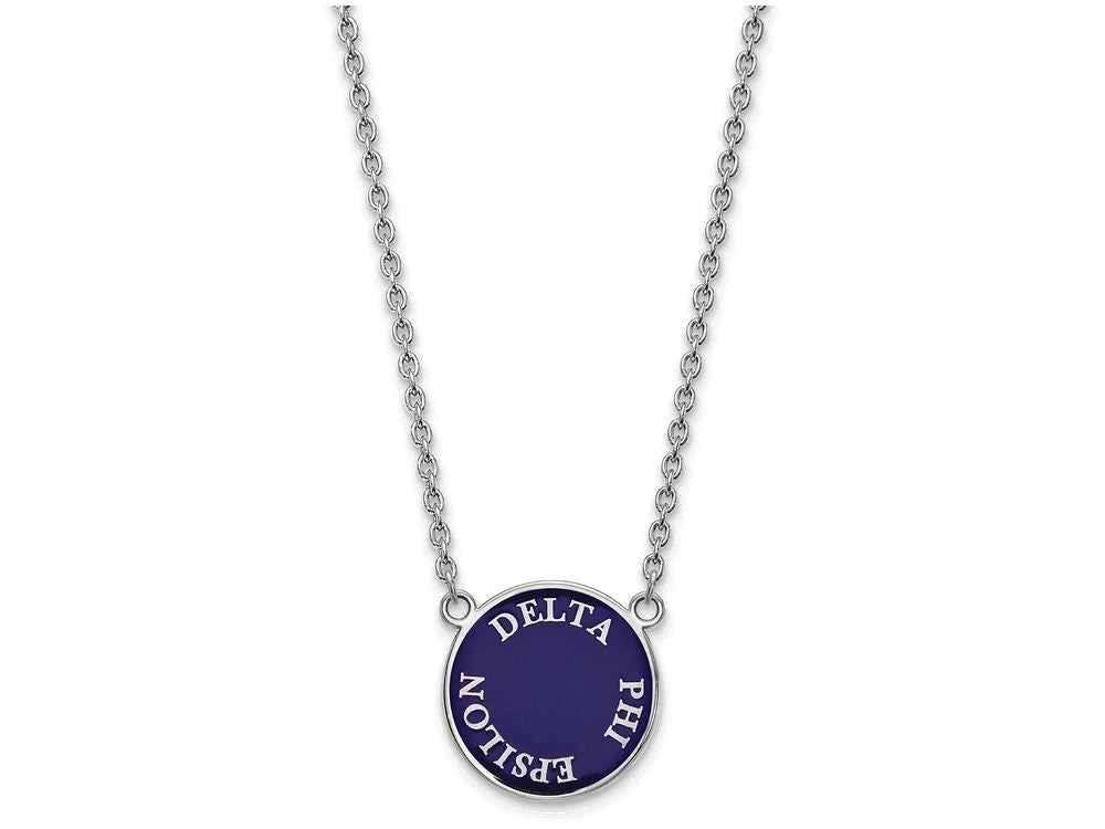 LogoArt Sterling Silver Delta Phi Epsilon Small Enameled Pendant Necklace With 18 Inch