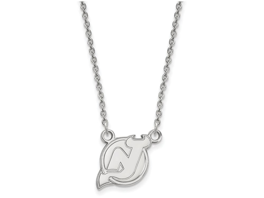 LogoArt Sterling Silver New Jersey Devils Small Pendant Necklace