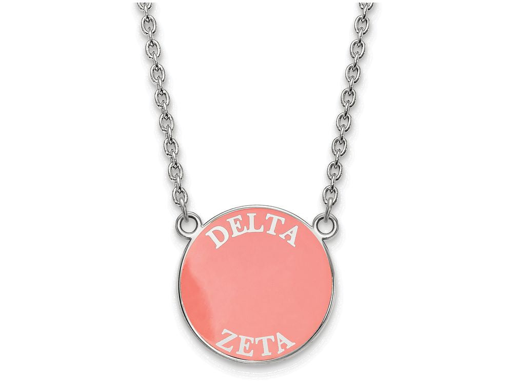 LogoArt Sterling Silver Delta Zeta Small Enameled Pendant Necklace With 18 Inch