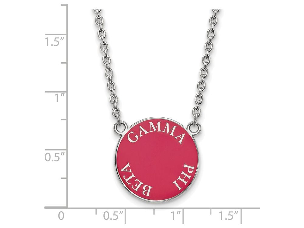 LogoArt Sterling Silver Gamma Phi Beta Small Enameled Pendant Necklace With 18 Inch