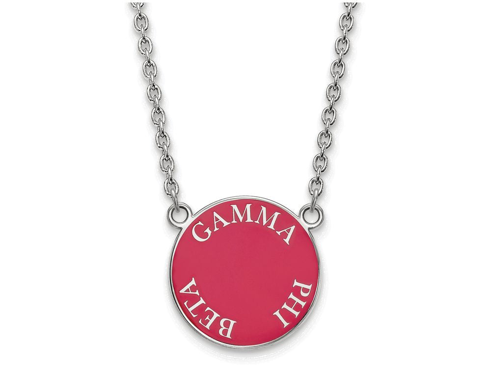 LogoArt Sterling Silver Gamma Phi Beta Small Enameled Pendant Necklace With 18 Inch