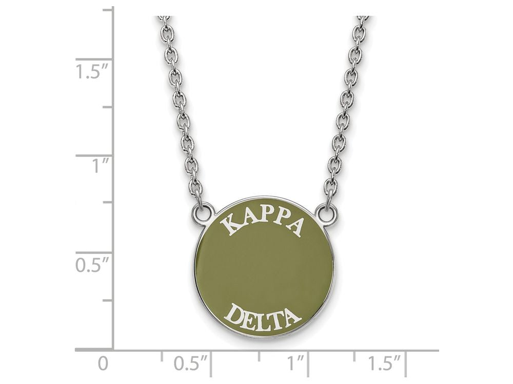 LogoArt Sterling Silver Kappa Delta Small Enameled Pendant Necklace With 18 Inch