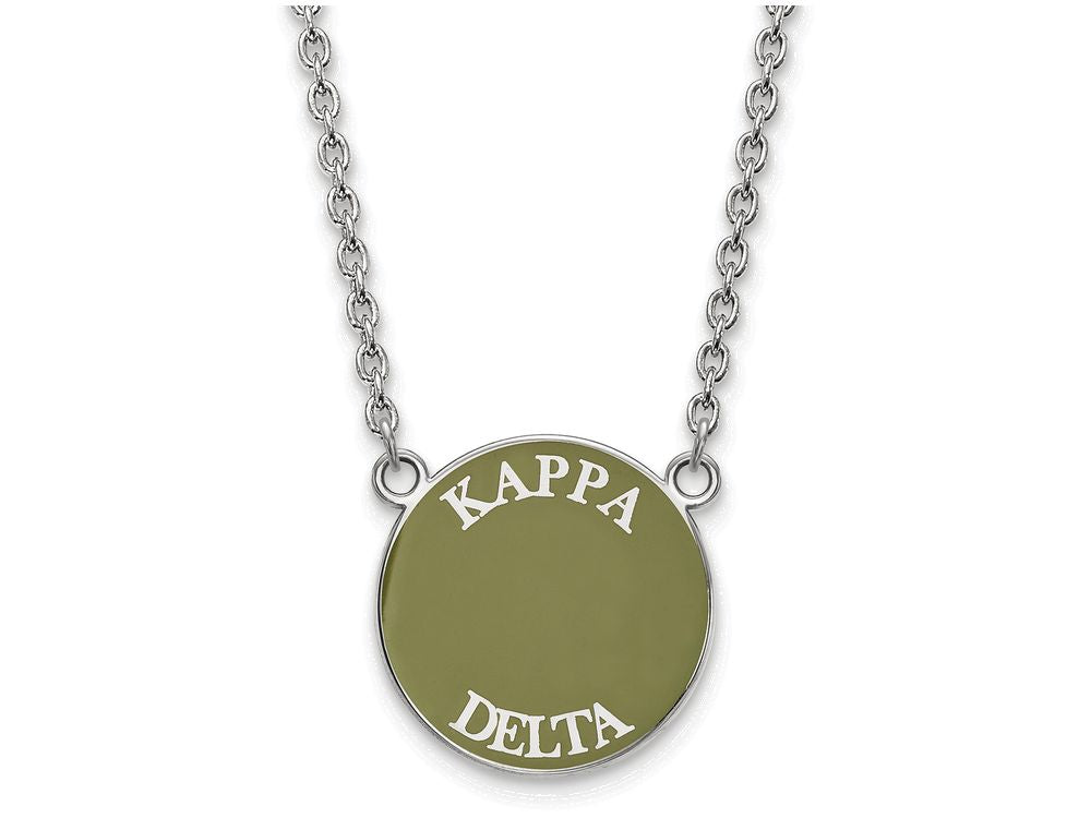 LogoArt Sterling Silver Kappa Delta Small Enameled Pendant Necklace With 18 Inch