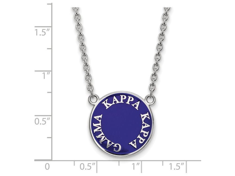 LogoArt Sterling Silver Kappa Kappa Gamma Small Enameled Pendant Necklace With 18 Inch