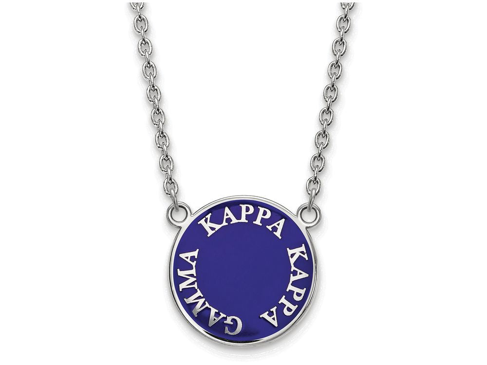 LogoArt Sterling Silver Kappa Kappa Gamma Small Enameled Pendant Necklace With 18 Inch