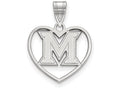 LogoArt Sterling Silver Miami University Pendant Necklace In Heart