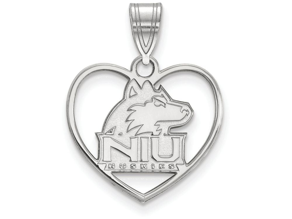 LogoArt Sterling Silver Northern Illinois University Pendant Necklace In Heart