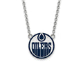 LogoArt Sterling Silver Edmonton Oilers Large Enamel Pendant Necklace