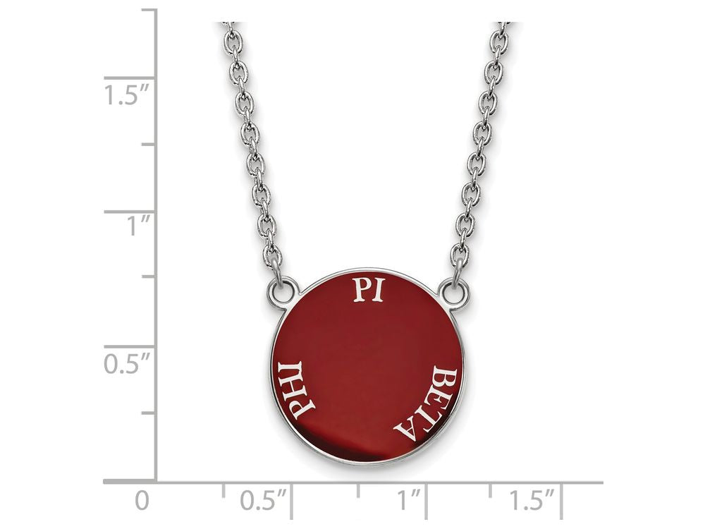 LogoArt Sterling Silver Pi Beta Phi Small Enameled Pendant Necklace With 18 Inch