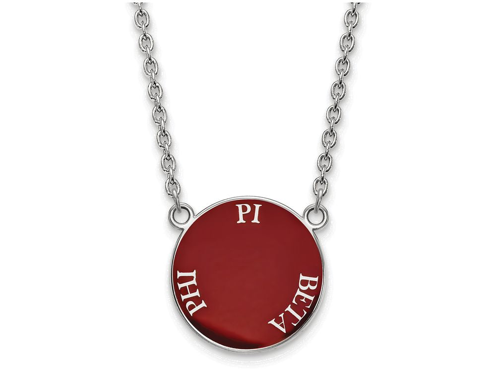 LogoArt Sterling Silver Pi Beta Phi Small Enameled Pendant Necklace With 18 Inch