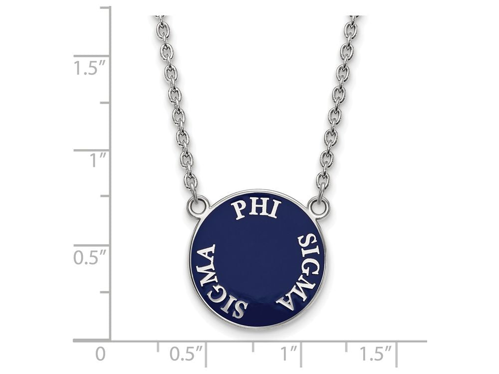 LogoArt Sterling Silver Phi Sigma Sigma Small Enameled Pendant Necklace With 18 Inch