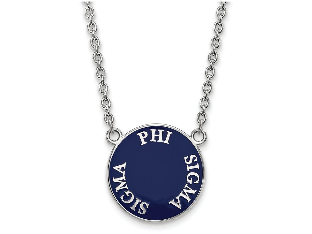 LogoArt Sterling Silver Phi Sigma Sigma Small Enameled Pendant Necklace With 18 Inch