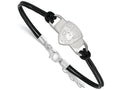 Logoart 925 Sterling Silver Florida Panthers Small Center Leather Bracelet