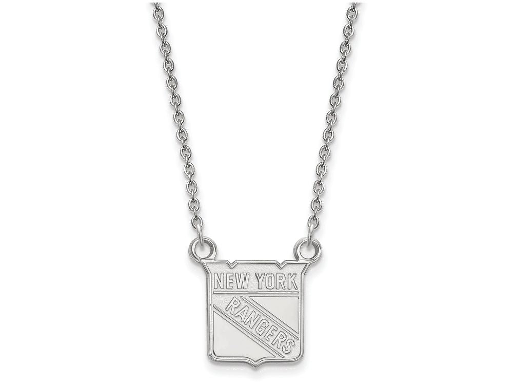 LogoArt Sterling Silver New York Rangers Small Pendant Necklace