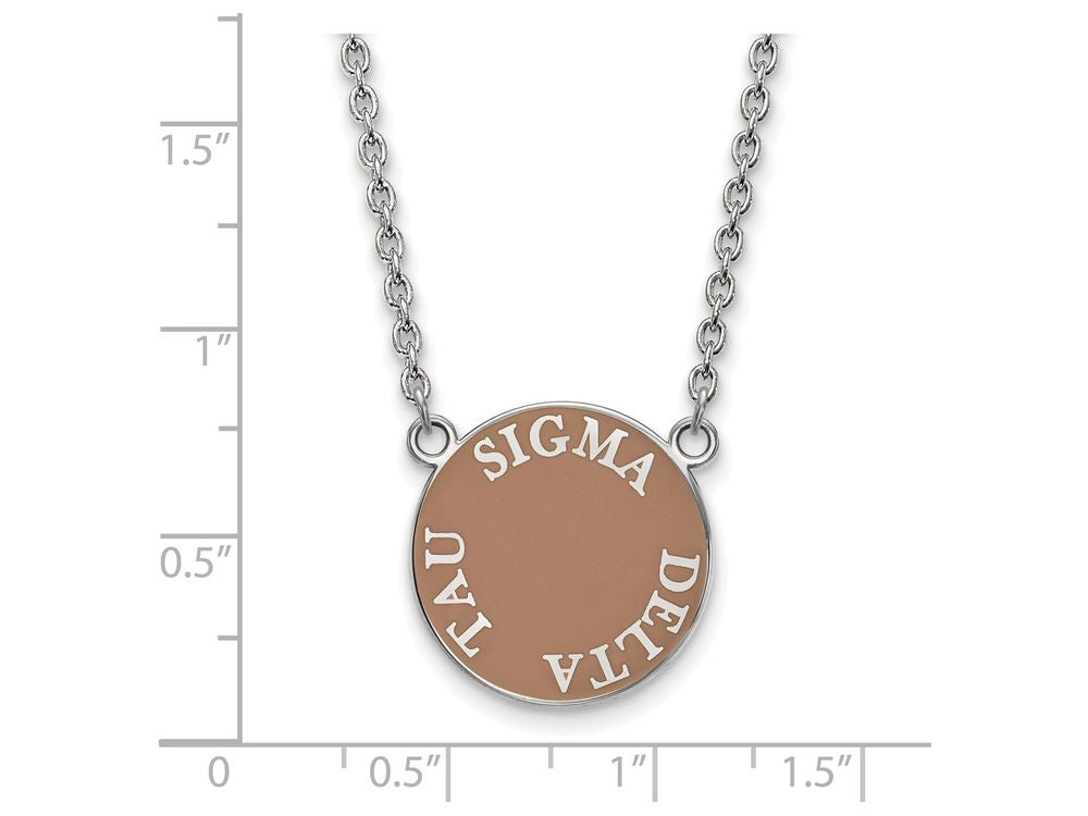 LogoArt Sterling Silver Sigma Delta Tau Small Enameled Pendant Necklace With 18 Inch