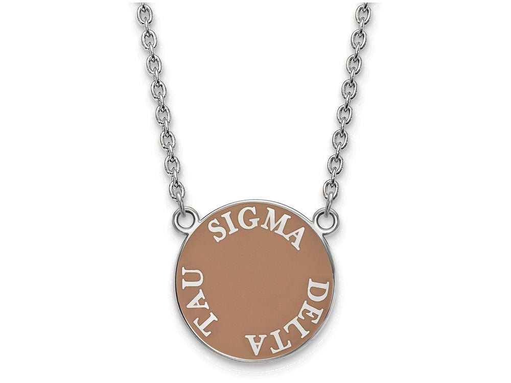 LogoArt Sterling Silver Sigma Delta Tau Small Enameled Pendant Necklace With 18 Inch