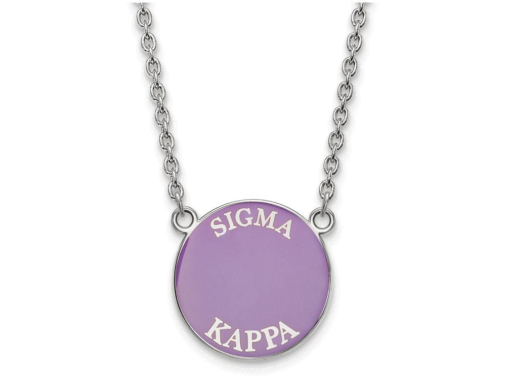 LogoArt Sterling Silver Sigma Kappa Small Enameled Pendant Necklace With 18 Inch