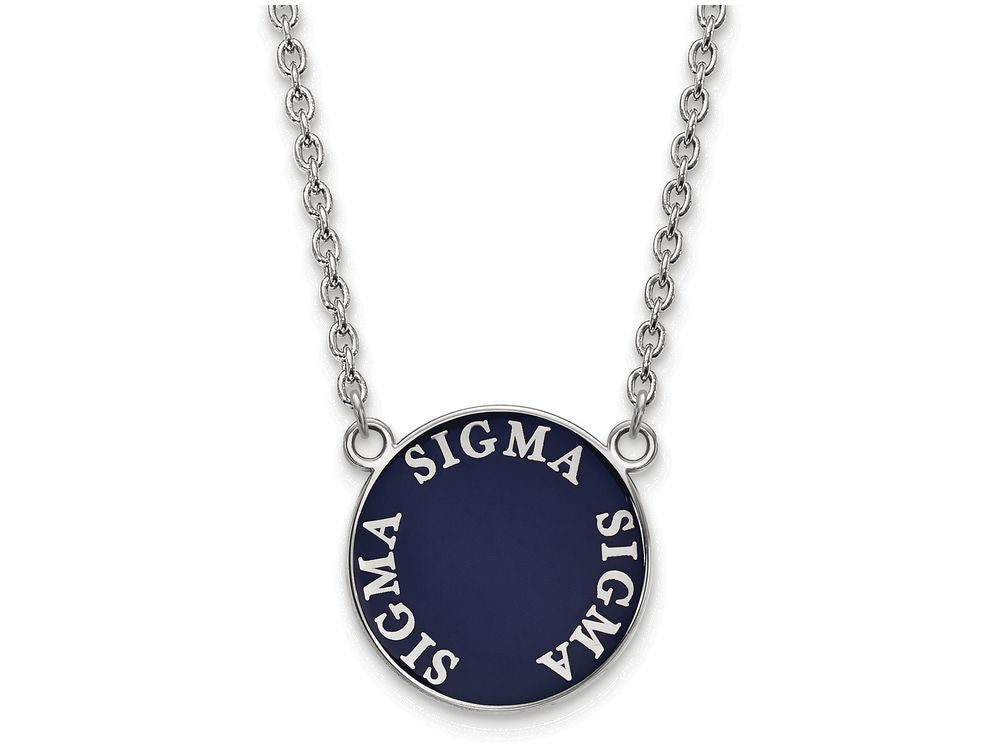 LogoArt Sterling Silver Sigma Sigma Sigma Small Enameled Pendant Necklace With 18 Inch