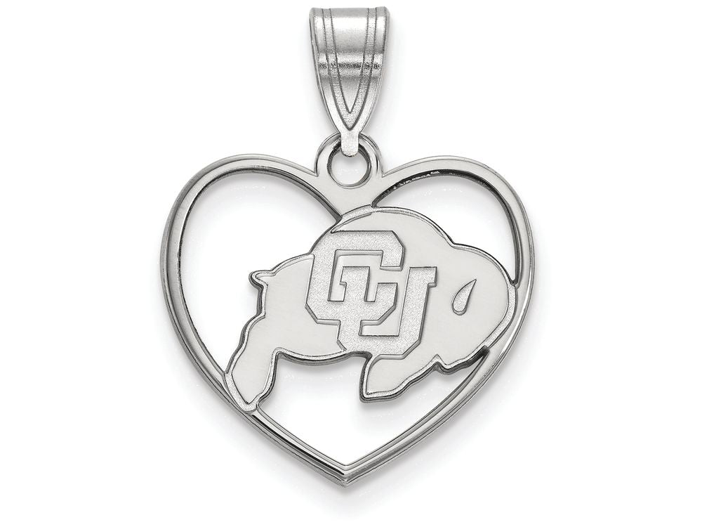 LogoArt Sterling Silver University Of Colorado Pendant Necklace In Heart