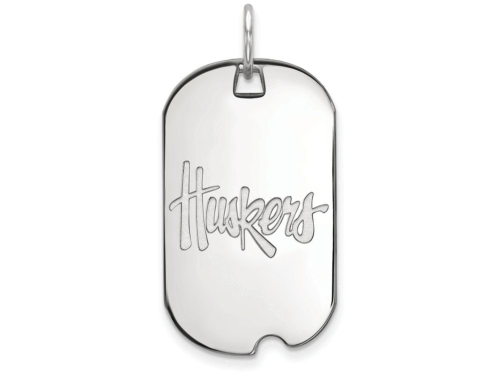 LogoArt Sterling Silver University Of Nebraska Small Dog Tag Pendant Necklace
