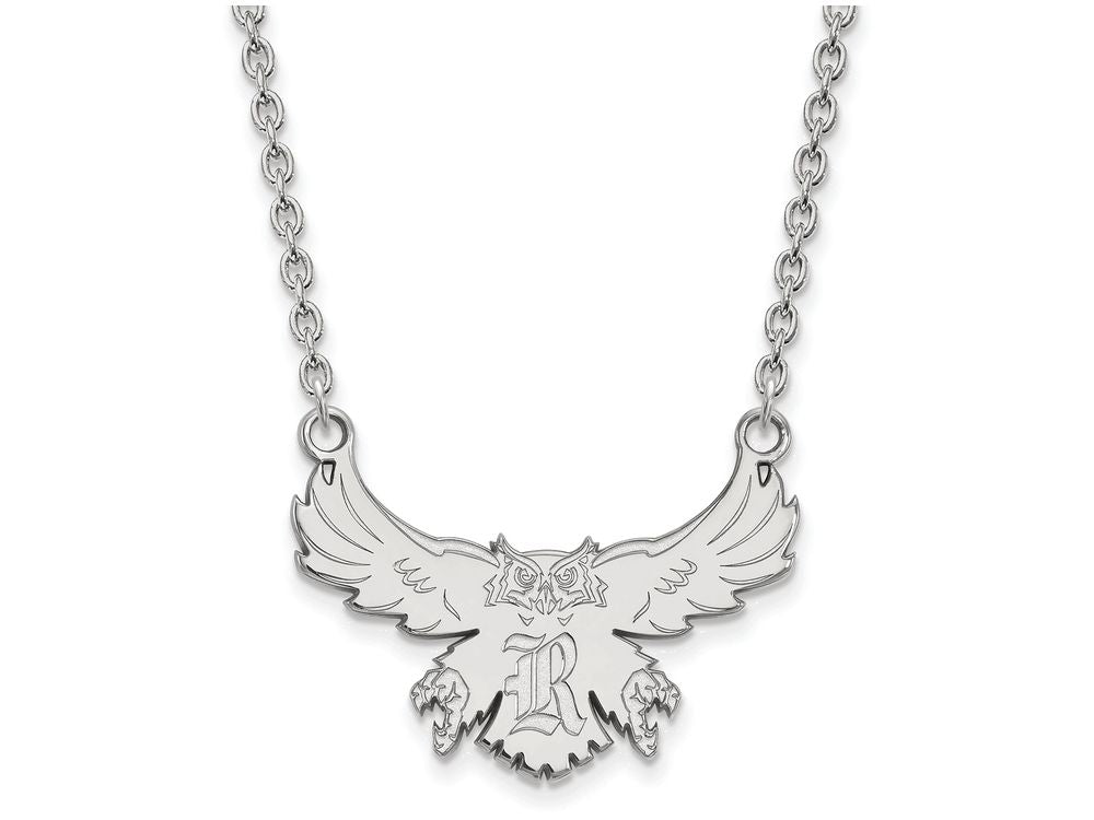 LogoArt Sterling Silver Rice University Large Pendant Necklace