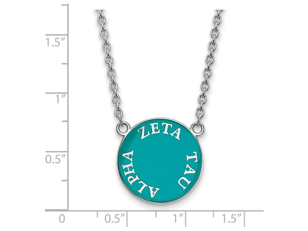 LogoArt Sterling Silver Zeta Tau Alpha Small Enameled Pendant Necklace With 18 Inch
