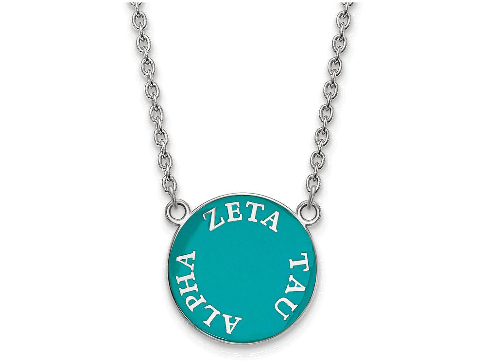 LogoArt Sterling Silver Zeta Tau Alpha Small Enameled Pendant Necklace With 18 Inch