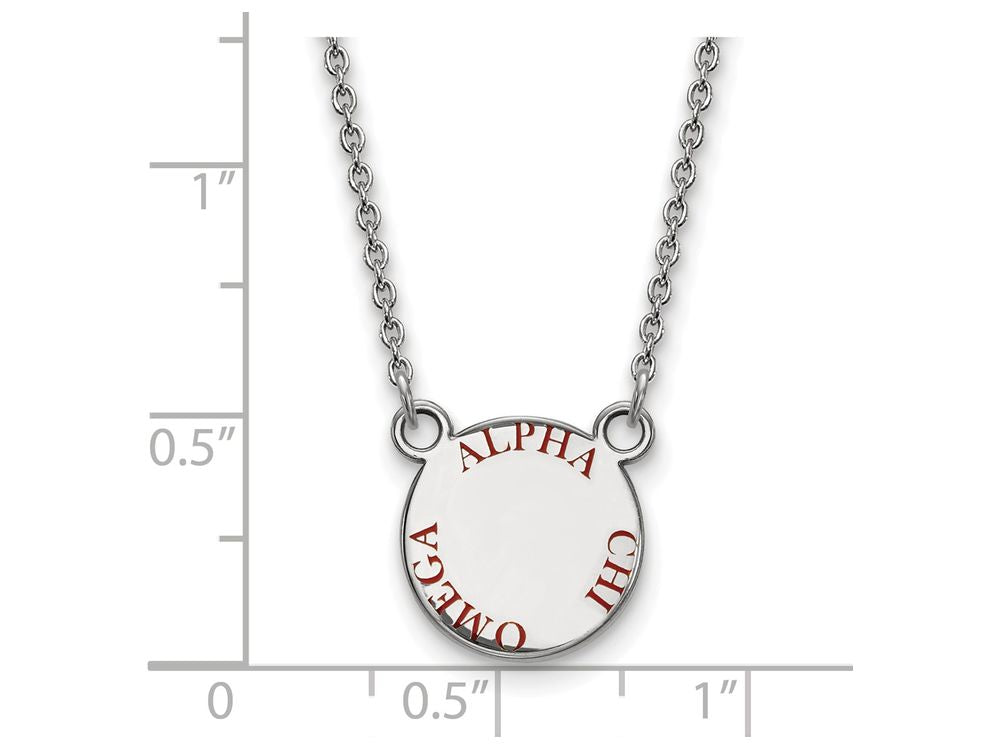 LogoArt Sterling Silver Alpha Chi Omega Extra Small Enameled Pendant Necklace With 18 Inch