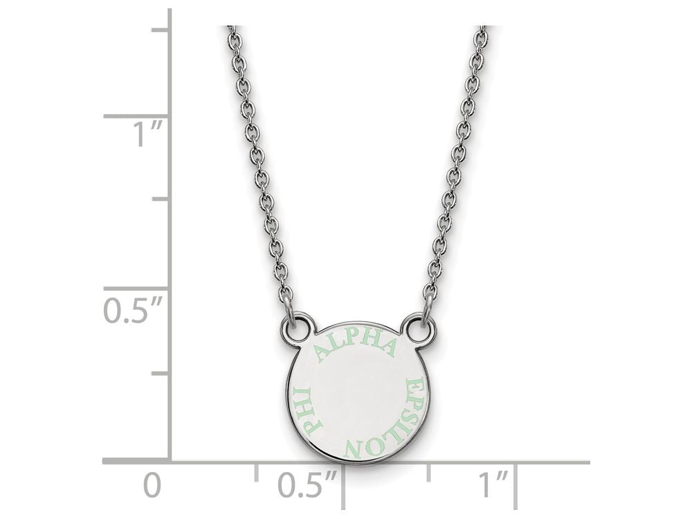 LogoArt Sterling Silver Alpha Epsilon Phi Extra Small Enameled Pendant Necklace With 18 Inch