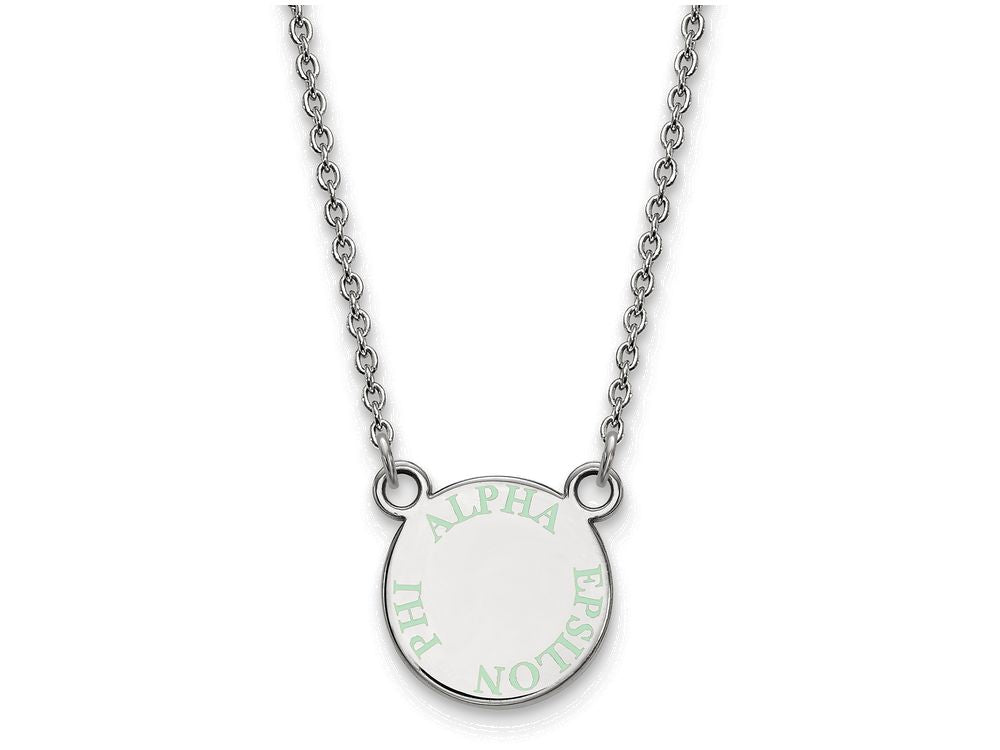 LogoArt Sterling Silver Alpha Epsilon Phi Extra Small Enameled Pendant Necklace With 18 Inch