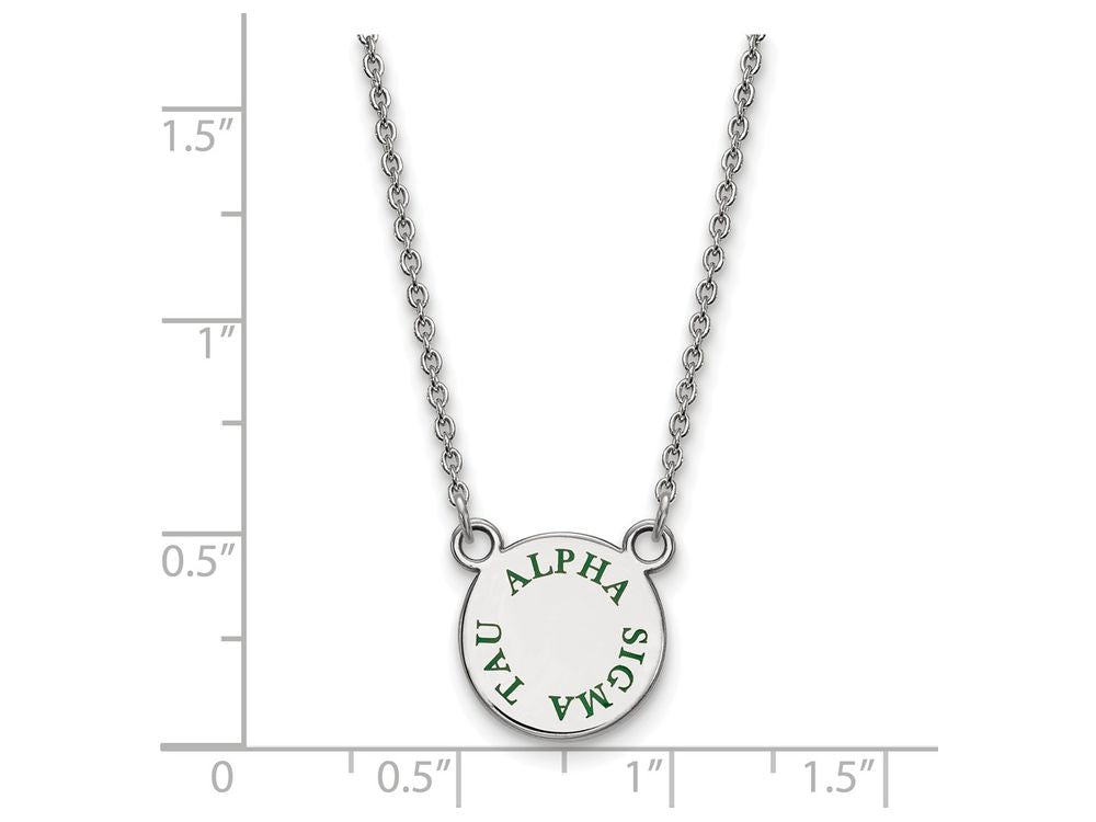 LogoArt Sterling Silver Alpha Sigma Tau Extra Small Enameled Pendant Necklace With 18 Inch