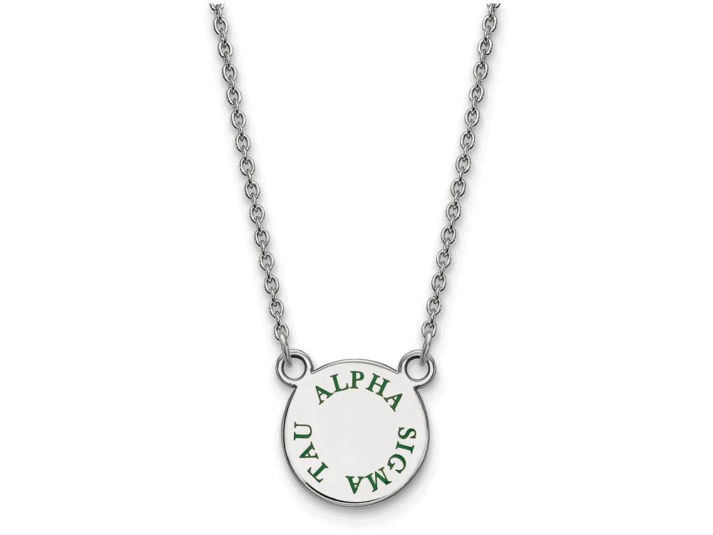LogoArt Sterling Silver Alpha Sigma Tau Extra Small Enameled Pendant Necklace With 18 Inch
