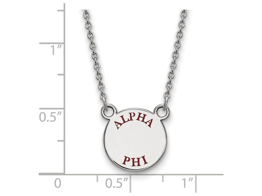 LogoArt Sterling Silver Alpha Phi Extra Small Enameled Pendant Necklace With 18 Inch