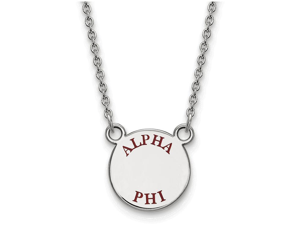 LogoArt Sterling Silver Alpha Phi Extra Small Enameled Pendant Necklace With 18 Inch