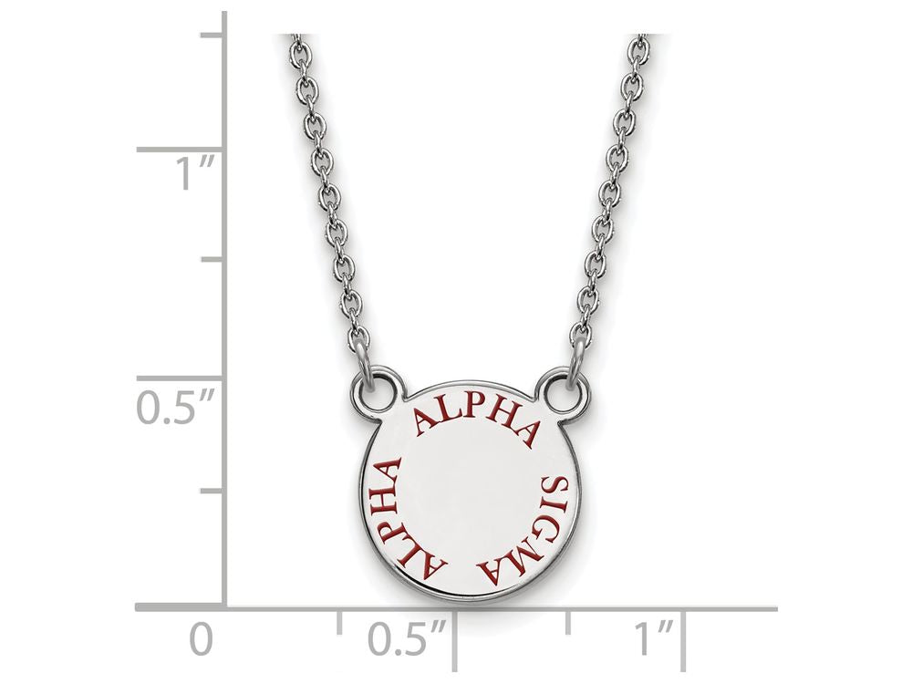 LogoArt Sterling Silver Alpha Sigma Alpha Extra Small Enameled Pendant Necklace With 18 Inch