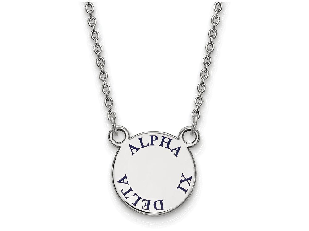 LogoArt Sterling Silver Alpha Xi Delta Extra Small Enameled Pendant Necklace With 18 Inch