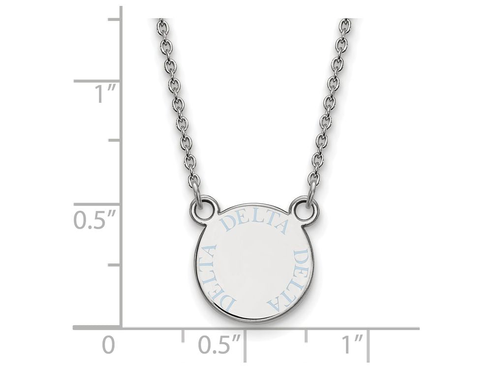 LogoArt Sterling Silver Delta Delta Delta Extra Small Enameled Pendant Necklace With 18 Inch