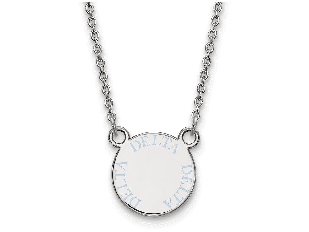 LogoArt Sterling Silver Delta Delta Delta Extra Small Enameled Pendant Necklace With 18 Inch