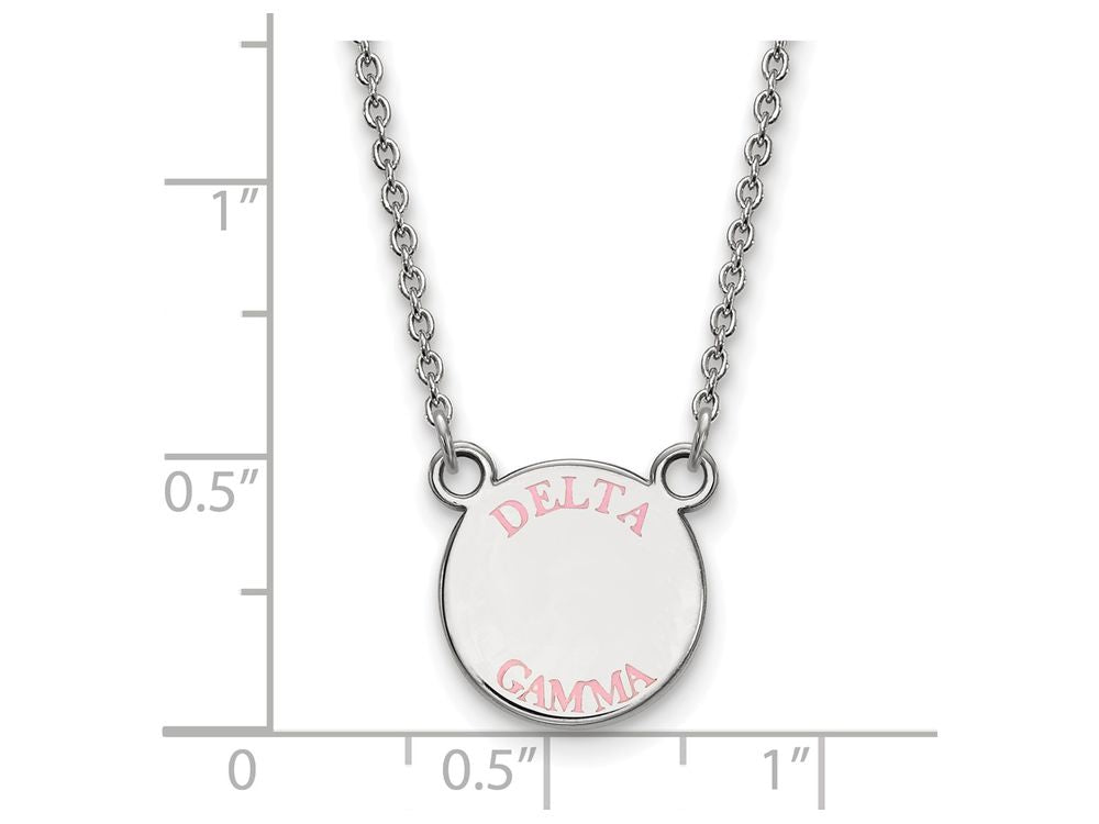LogoArt Sterling Silver Delta Gamma Extra Small Enameled Pendant Necklace With 18 Inch