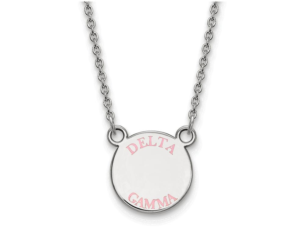 LogoArt Sterling Silver Delta Gamma Extra Small Enameled Pendant Necklace With 18 Inch