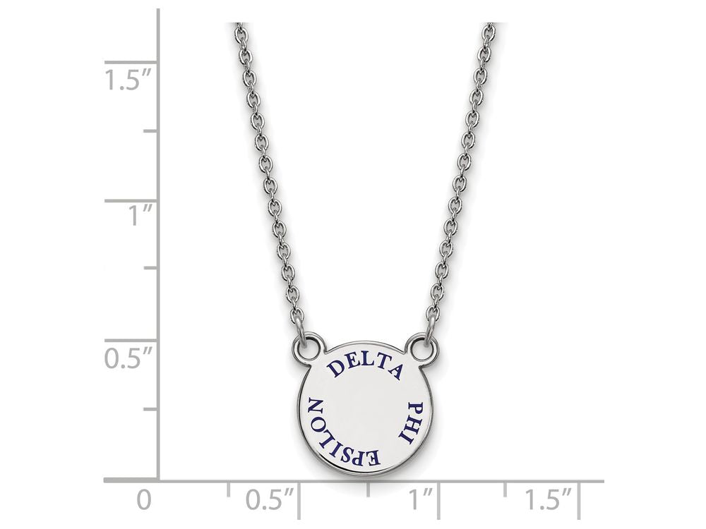 LogoArt Sterling Silver Delta Phi Epsilon Extra Small Enameled Pendant Necklace With 18 Inch