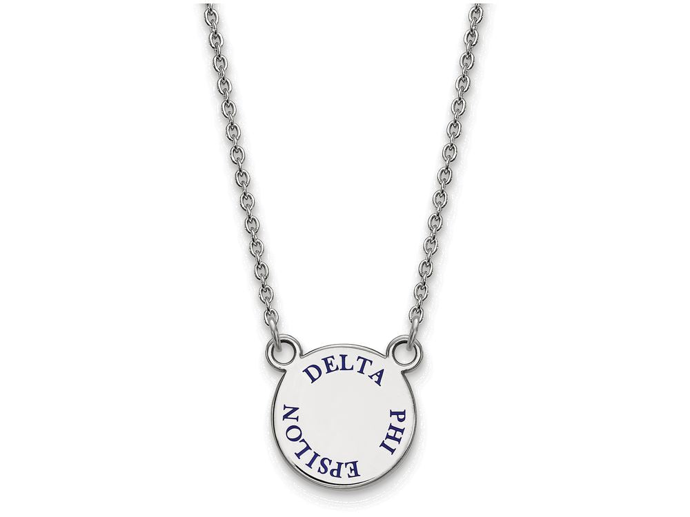LogoArt Sterling Silver Delta Phi Epsilon Extra Small Enameled Pendant Necklace With 18 Inch