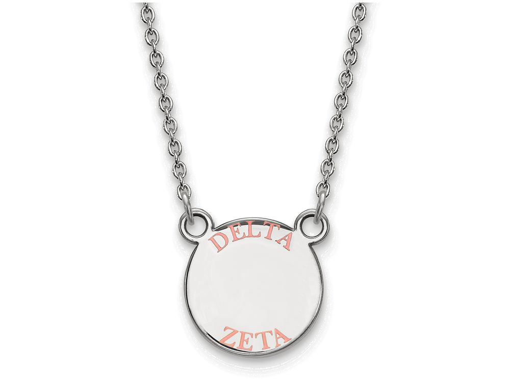 LogoArt Sterling Silver Delta Zeta Extra Small Enameled Pendant Necklace With 18 Inch