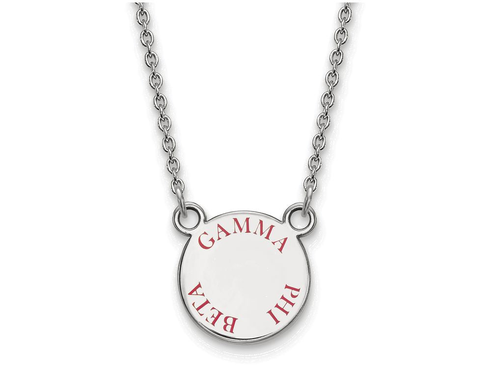 LogoArt Sterling Silver Gamma Phi Beta Extra Small Enameled Pendant Necklace With 18 Inch