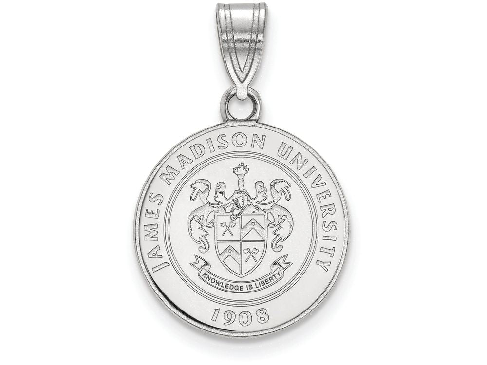 LogoArt Sterling Silver James Madison University Medium Crest Pendant Necklace