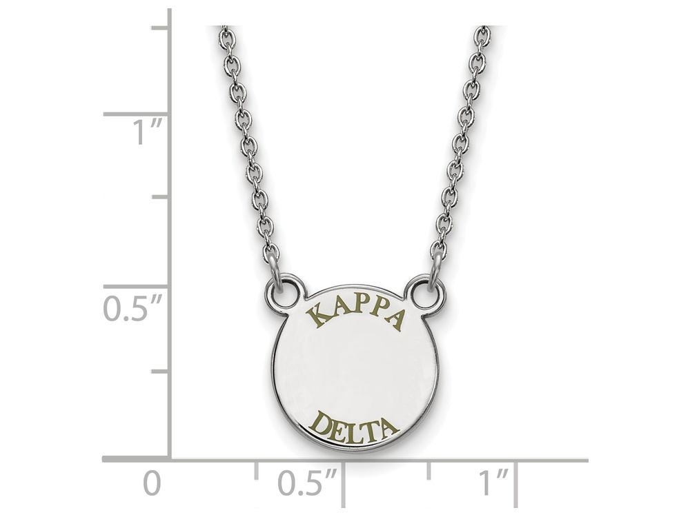 LogoArt Sterling Silver Kappa Delta Extra Small Enameled Pendant Necklace With 18 Inch