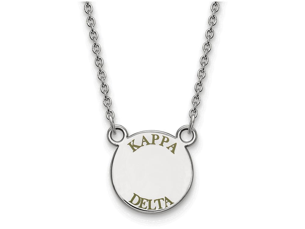 LogoArt Sterling Silver Kappa Delta Extra Small Enameled Pendant Necklace With 18 Inch