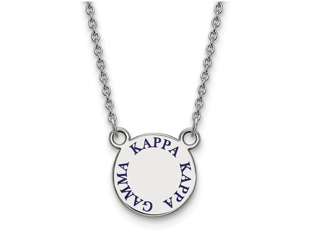 LogoArt Sterling Silver Kappa Kappa Gamma Extra Small Enameled Pendant Necklace With 18 Inch