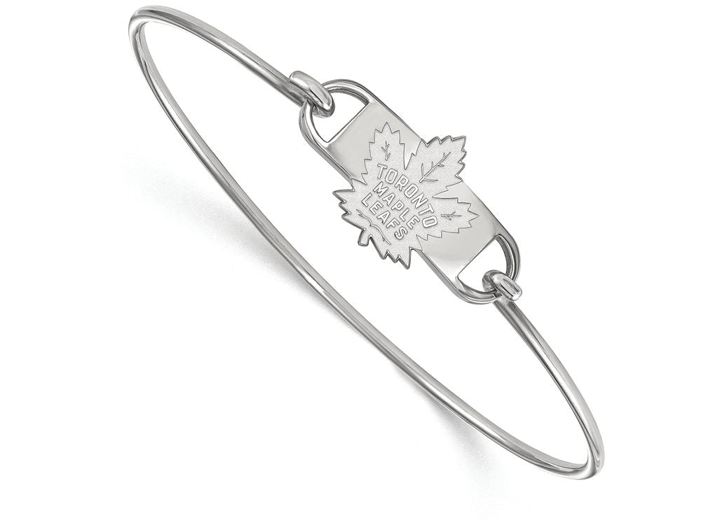 LogoArt Sterling Silver Toronto Maple Leafs Small Ctr Wire Bangle