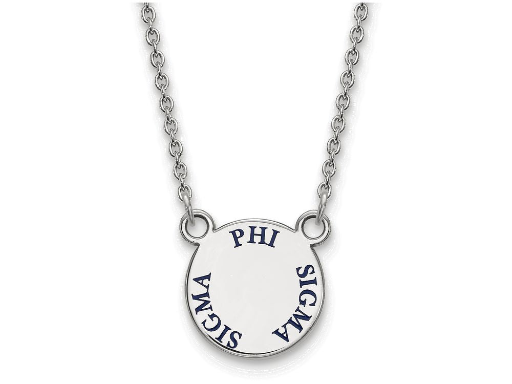 LogoArt Sterling Silver Phi Sigma Sigma Extra Small Enameled Pendant Necklace With 18 Inch